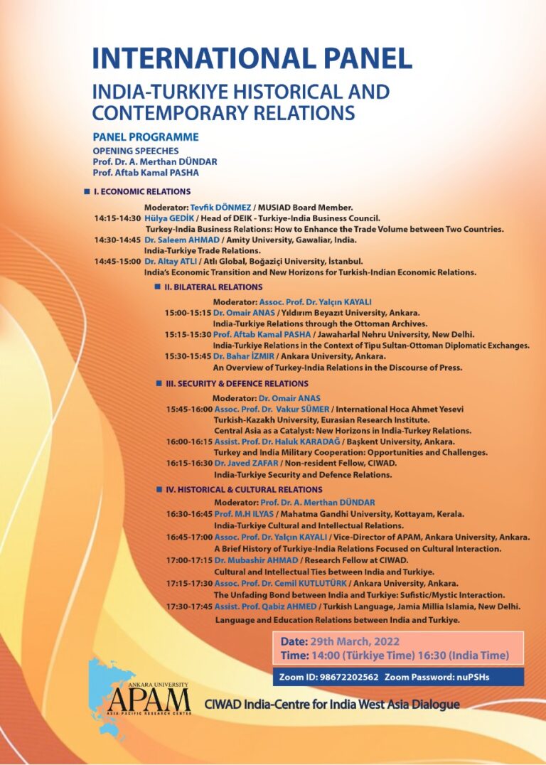 International panel- India-Turkiye Historical and contemporary relations